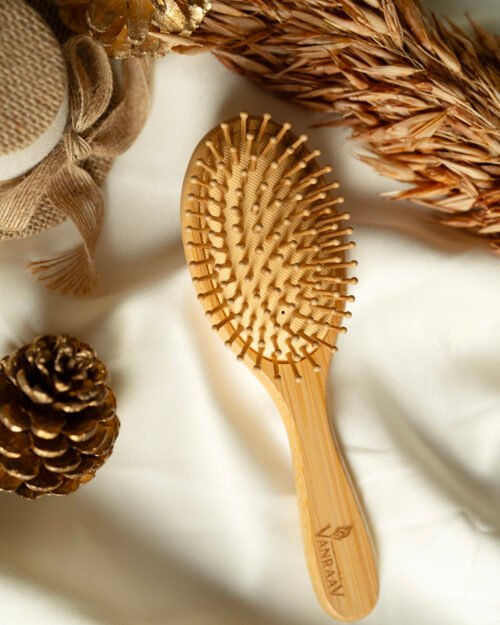 Bamboo Hair Brush With Bristles - Vanraav