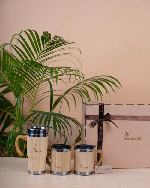 Bamboo Tumbler With Handle & 2 Bamboo Mug Hamper – Vanraav