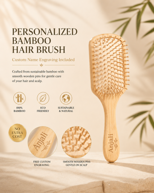 Personalised Bamboo Paddle hair brush - Vanraav
